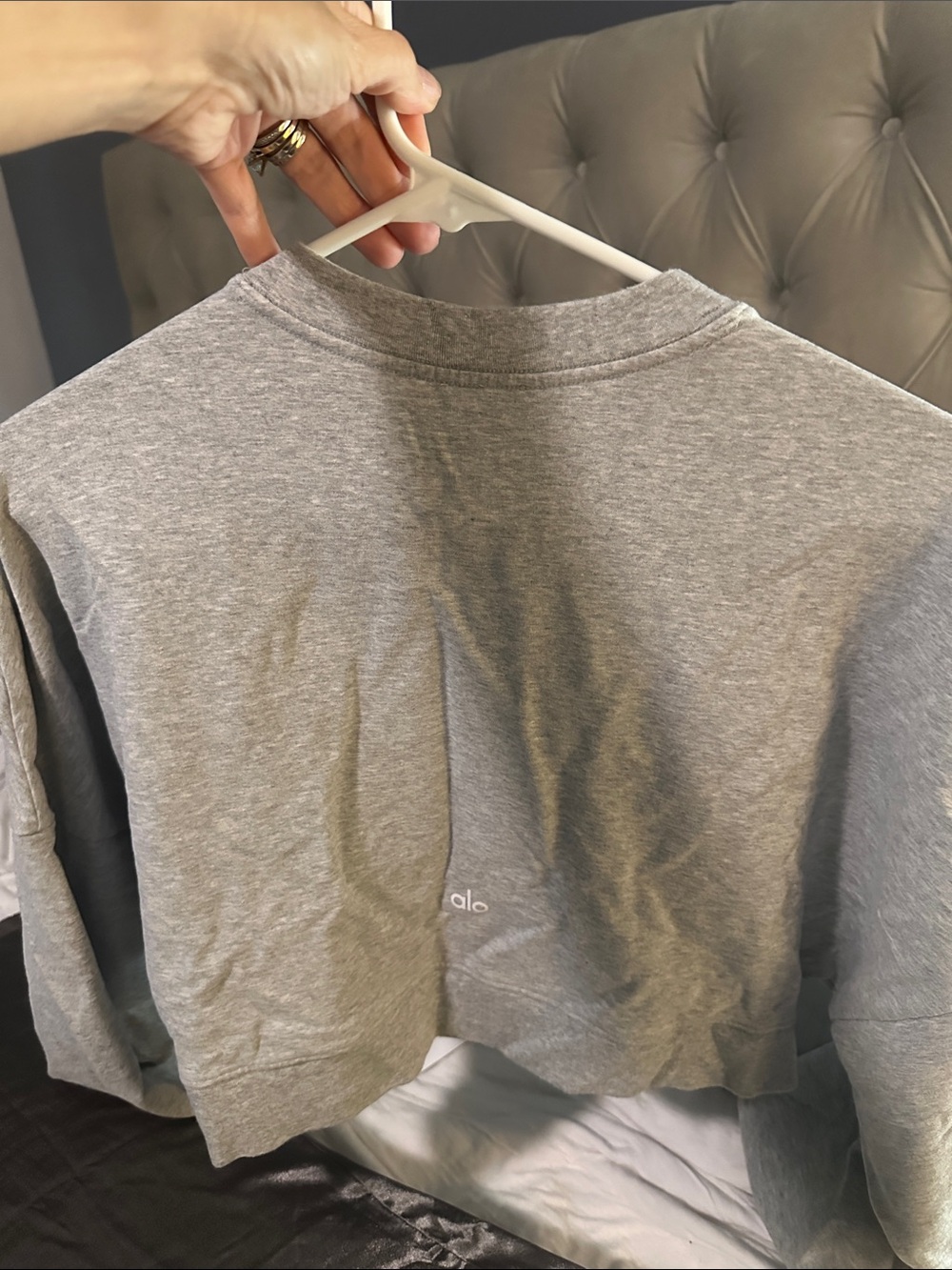ALO YOGA Grey Cropped Crewneck Sweatshirt - Picture 4 of 5